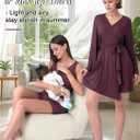 Rnxrbb 4 PCS Nursing Pajamas Gown Set Postpartum Pajama Nightgown Breastfeeding Pj for Hospital Labor Delivery,Deep Purple 2XL