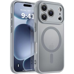 MOCCA Magnetic for iPhone 17 Pro Case, (Compatible with Magsafe) (16FT Military Grade Protection) Full Camera Protection Anti-Fingerprint Slim Translucent Matte Phone Cover 6.3",Titanium Gray