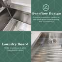 Laundry Utility Sink With Washboard Stainless Steel Kitchen Sink Household Pool Balcony Room Wash Basin Easy Clean Double-Bowl 1000mm/39.3Inch