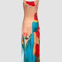 CHICME Women's Summer Maxi Dress Casual Thick Strap Square Neck Boho Sundress Split Vacation Dresses with Pockets (L)