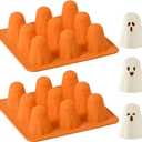 Ghost Silicone Molds 2 Packs Non-Stick 3D Chocolate Molds 9-Cavity Cute Ghost Mold for Jelly Gummy Candy Pudding Ice Cube Resin Cake Halloween Party Decorations