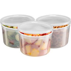 GUSTO [12 Sets - 64 oz. Disposable Plastic Food Storage Deli Containers With Lids, Ice Cream Bucket & Soup Pail - Formerly Comfy Package
