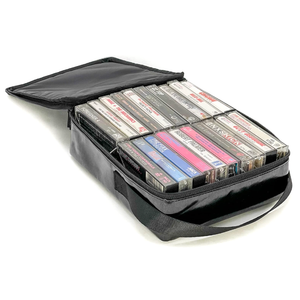 CaseLogic Audio Cassette Tape Storage Case Holds 30 Cassettes Zipper Top, Cassette Tape Holder for Car - Music Cassette Tape case w/ Carry Handle - Black