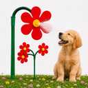 Crazy Daisy Sprinkler, 360° Rotating Flower Sprinkler, Garden Dogs Decorative Outdoor Lawn Sprayer for Yard, Grass & Plants, Fun and Colorful Summer Water Toy（Red）