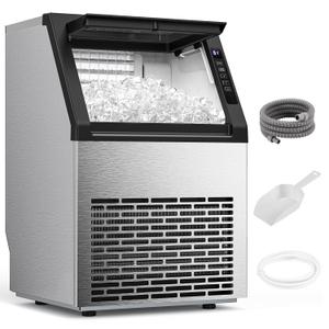 COWSAR Commercial Ice Maker Machine, 80Lbs/24H Stainless Steel Undercounter Ice Maker with 24Lbs Storage Capacity, Self-Cleaning Freestanding Ice Machine for Home, Bar, Restaurant, Office, Outdoor