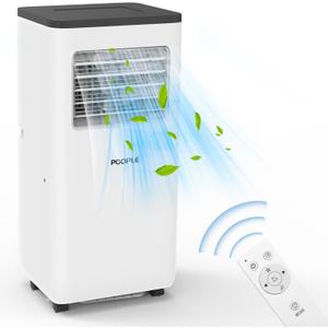 POOPLE 8,000 BTU Portable Air Conditioners, 5 Modes Portable AC Unit with Digital Display/Fast Cooling/Remote/Window Installation Kit/24Hrs Timer for Bedroom/Indoor Rooms, White