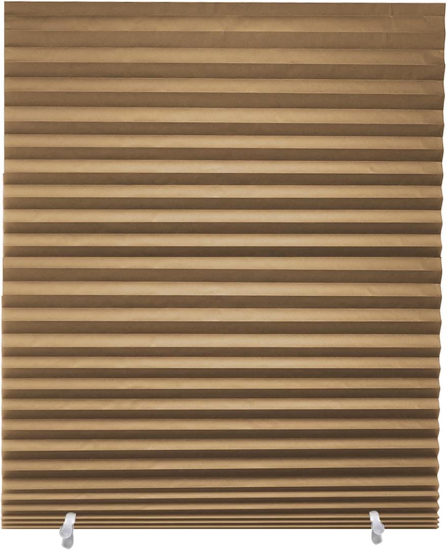 Changshade 6-Pack Pleated Paper Temporary Shades Cordless Light Filtering Cut to Size Temporary Paper Blinds for Indoor Windows of Office, Bedroom, Bathroom, Living Room, 36" W x 72" H, Brown, 36" x 72"-6PC