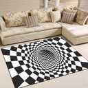 Optical Illusion Rug 2' x 3' 3D Area Rug Black and White Doormat Vortex Carpet Floor Mat for Kids Boys Girls Entryway Bedroom Living Room