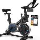 MERACH Exercise Bike, Brake Pad Stationary Bike with Exclusive App, Low Noise Indoor Cycling Bike with 300lbs Weight Capacity, Tablet Mount and Fitness Courses for Weight Loss