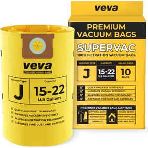 10 Pack, 15-22 Gallon Filter Bags for Shop Vac Vacuum - Type J 90673 - High-Efficiency Vacuum Bags