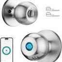 Fingerprint Door Lock, Smart Door Knob with Lock, Biometric Door Lock with App Control & Key, Keyless Door Locks for Bedrooms, Front Door, Home, Finger Print Door Knobs Satin Nickel, 1 Pack