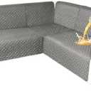 HYZOTEX Waterproof Corner Sectional Couch Cover for Dogs L Shape Modular Sectional Sofa Cover Oversized U Shaped Sofa Slipcovers Soft Fabric Furniture Protector Washable (XX-Large, Silvery Grey)