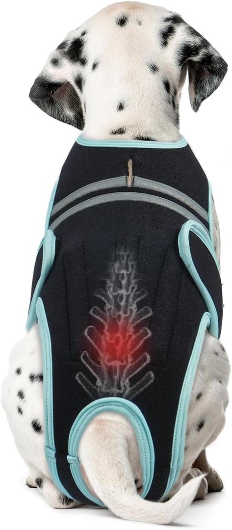 Dog Back Brace, Breathable Dog Post-Surgery Vest for IVDD, Arthritis & Spine Support, Adjustable Reflective Pet Back Bracer Pain-Relieving Harness, Black S