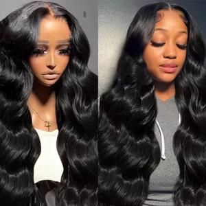 28 inch 13x6 HD Lace Front Human Hair Wig 200 Density 12A Virgin Hair Body Wave Lace Frontal Wig Pre Plucked with Baby Hair Glueless Wigs for Black Women Natural Color