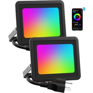 Led Flood Light 400W Equiv, 40W RGBW Smart Color Changing Landscape Light Bluetooth Mesh APP Control, 2700K Floor Uplighting IP66 Outdoor Halloween Uplights, DIY Scenes&Color, Music Sync