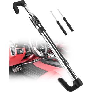 Tevlaphee Steering Wheel Lock Anti Theft Device Retractable Brake Pedal Lock Keyless Password 5 Coded Combination Anti Theft Car Security Device Heavy Duty Universal Fit for Vehicle Car Truck Van SUV