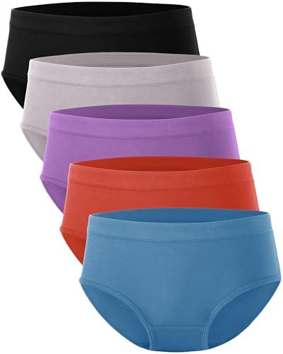 BAMBOO COOL Womens Underwear, Moisture-Wicking Briefs, Soft and Breathable Panties, Mid Waist, 5-Pack XXL