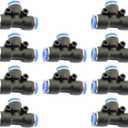 DGZZI Pneumatic Tee Union Connector 10PCS 1/4" Tube OD Union Tee Type Plastic Quick Push to Connect Tube Fitting
