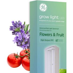 GE LED Grow Light for Indoor Plants, Integrated LED Light Fixture for Flowers and Fruit, Advanced Red Light Spectrum, 25,000 Hours Lifespan, 67 PPF, 24 Inches, 1 Pack