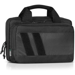 Savior Equipment Specialist Series Tactical Double Scoped Handgun Firearm Case Pistol Bag For Outdoor Hunting Shooting Range, Lockable Compartment, Additional Magazine Storage Slots (Obsidian Black)