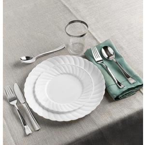 Elegant Combo White 8/32ct Disposable Plates - Case of 256 (8 packs x 32)