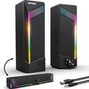 Computer Speakers, 2 in 1 PC Speaker , Gaming Speakers for PC Computer Laptop Desktop Monitor, RGB Speakers with Touch Sensitive Lighting, USB Powered 3.5mm AuxPackage Only Two Speaker, No Soundbar