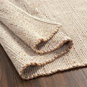 GRUHUM Jute Cotton Area Rug 9'x12' ft Large Rectangle Hand Woven Natural Farmhouse Rugs for Living Room, Bedroom, Kitchen, High Traffic Area - Rustic Vintage Bohemian Eco-Friendly 9x12ft Natural