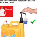 Vent Hole Pump for Liquid Laundry Detergent Bottle Dispenser Pump with Cup Holder and Measuring Cup, Ideal for Laundry Room Accessories Storage Organization, Made to Fit All, 1 Pack, Black