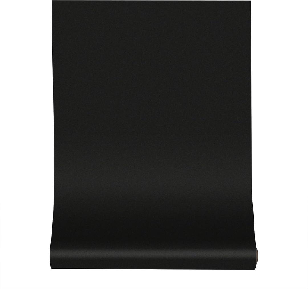394''x23.6'' Black Wallpaper Contact Paper Black Peel and Stick Wallpaper Textured Matte Solid Color Self Adhesive Wall Paper Removable Renter Friendly for Cabinets Drawers Bedroom Kitchen