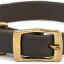 Jeffers Heavy Duty Flat Latigo Leather Dog Collar with Solid Brass Hardware, Adjustable Secure Fit for Dogs, Safe Chestnut Collar for Walking, Training & Outdoor Pet Accessories - 1" x 19"