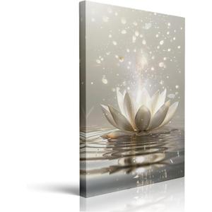 Framed Zen Meditation Lotus Floral Plant Canvas Wall Art, Spiritual Bathroom Yoga Spa Room Decor, Flower Of Life Pictures Paintings Print Artwork Ready To Hang (16"x24