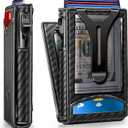 BULLIANT Men Wallet,Money Clip Wallet Slim For Gift Men 9Cards-Metal Credit Card Case in Magnetic Leather Flip (Black3926)