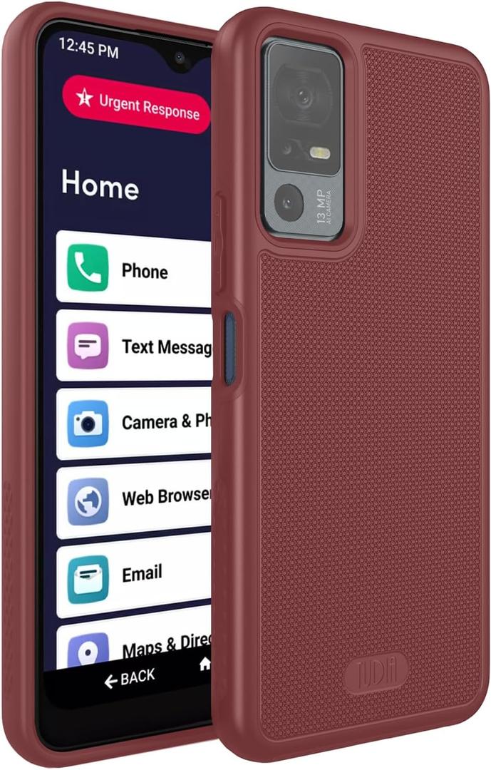 TUDIA MergeGrip for Jitterbug Smart 4 Case T608G, [Military Grade Drop Tested] Shockproof Protection Slim Rugged Dual Layer Heavy Duty Phone Cases for Senior - Burgundy