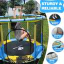 55" Indoor & Outdoor Trampoline for Kids with Enclosure, Toddler Trampoline with Adjustable Gymnastics Bar & Toys, No-Gap Safety Design