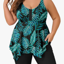 Summer Mae Plus Size Swimsuit Tankini for Women Two Piece Bathing Suit Flowy 2025 Rash Guard Swimwear with Capris Shorts, 18W