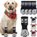 LOOBANI Christmas Dog Socks to Prevent Licking Paws - Dog Socks for Hardwood Floors Anti Slip for Traction Control - Dog Grippy Socks for Senior Dog Small Medium Large Dogs on Tile Floors, Black, Size: XL
