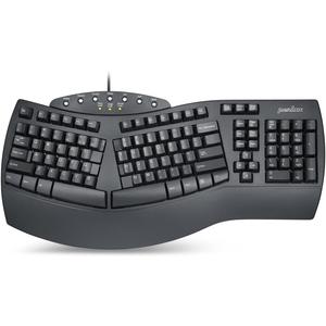Perixx PERIBOARD-512B Wired Ergonomic Split USB Keyboard with 7 Multimedia Keys - Black - NDAA Compliant - US English