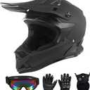 SPARK Adult Motocross Helmet Dirt Bike Helmets Full Face Motorcycle Off-Road Mountain E-Bike BMX MX ATV Helmet (with Gloves Goggles Mask) 4Pcs Set, DOT Certified