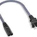 Short 2 Prong Power Cord, Goalfish 1FT/0.3M Power Cable 7A 125V TV Power Cord 18AWG Power Cable Replacement for Sony PS5, PS4, PS3, Game Console, Speaker, Monitor, HDTV, 4K TV, Printer, DV Camera (Grey)