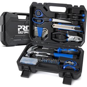 Prostormer 93-Piece Tool Kit, Basic Household Repair Tool Set with Toolbox Storage Case, Small Starter Tool Box Kit for Homeowners and College Students (Blue)