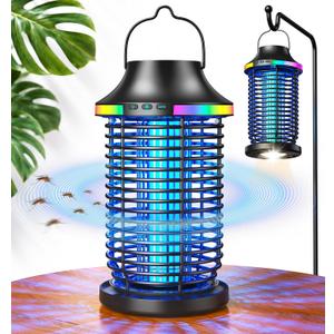 Bug Zapper Outdoor Cordless, 2026 Upgraded 4200V Electric Mosquito Zapper 5 in 1 Rechargeable Bug Zapper Outdoor Waterproof with 5000mAH Battery, Portable Fly Zapper Insect Zapper for Patio Camping