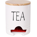 Farmhouse Tea Bag Holder with Lid, Ceramic Tea Bag Caddy Dispenser for Countertop, Tea Bag Organizer Storage Container Tea Bag Chest for Beverage Supplies (White)