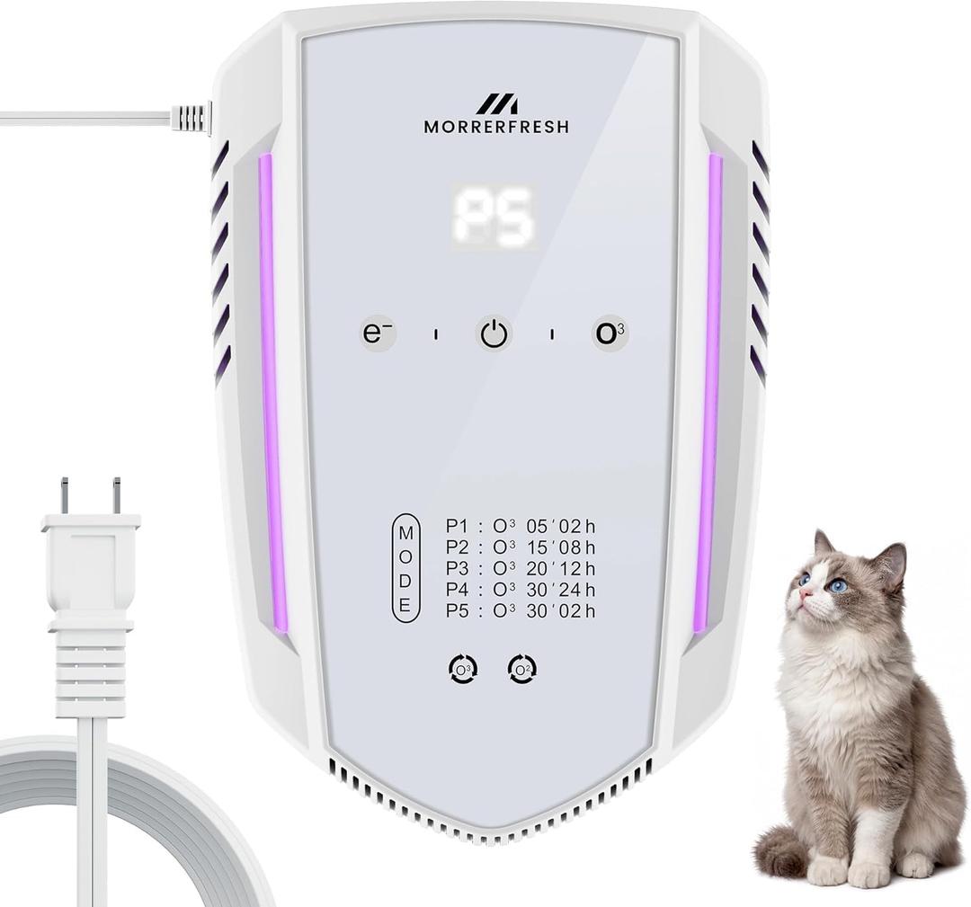 Cat Litter Deodorizer Air Purifier for Litter Box | Ozone & Ion Pet Odor Eliminator for Home with 5 Smart Modes for Strong Cat Urine Smell, Smoke, Wardrobe, Garage