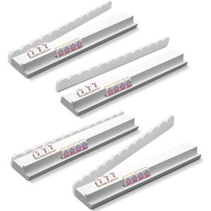 4 Pcs Scalloped Mahjong Racks with Pushers White Wooden American Mahjong Tile Pushers Racks Set 17.5 Inch Detachable Magnetic Wavy Tile Holder for Adult Mexican Train Mah Jong Accessories