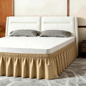 ANARACHON Full Bed Skirt, Elastic Wrap Around Bed Skirt Full Size, Bed Skirts for Adjustable Bed, Easy Fit with 14" Drop Length Tailored Drop Dust Ruffle (Beige)