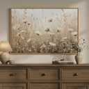 Framed Vintage Floral Wall Art, Neutral Rustic Botanical Flower Market Canvas Artwork for Modern Farmhouse, White Gold Wildflower Painting Prints for Living Room Bedroom Kitchen Dining Room, 24x36 In
