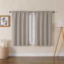 Lecloud Bessie Stone Short Curtains 45 Inch Length 2 Panels, Faux Linen Light Filtering Curtains with Dual Rod Pocket, Farmhouse Small Window Curtain for Bedroom Living Room, Each 30 W x 45 L