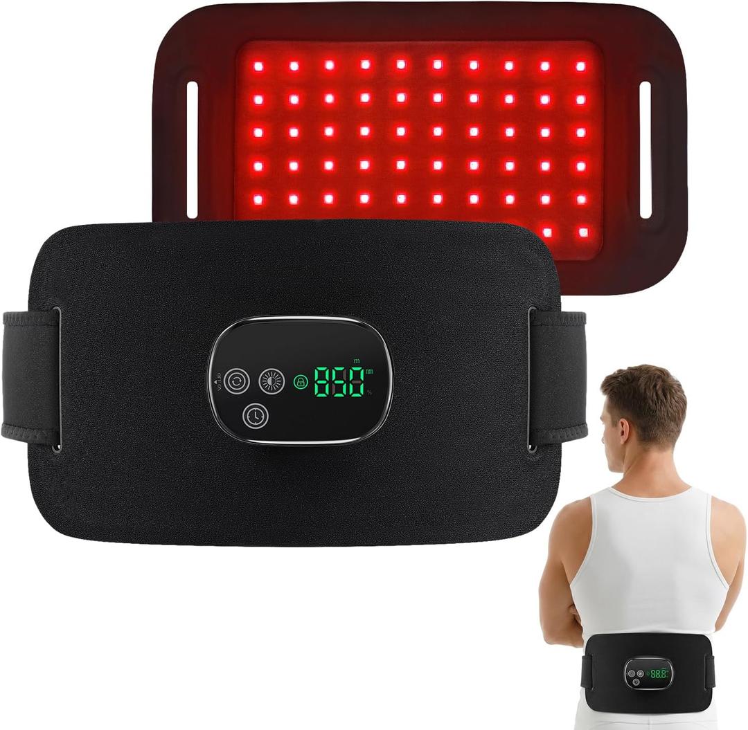 YUHUO Cordless Heating Pad for Back, 660nm 850nm LED for Waist Knee Elbow | Waist Belt Wrap with Heat 4 Adjustable Modes & 3 Intensity Modes, 90-Minute Rechargeable Battery, Built-In Auto Shutoff Timer