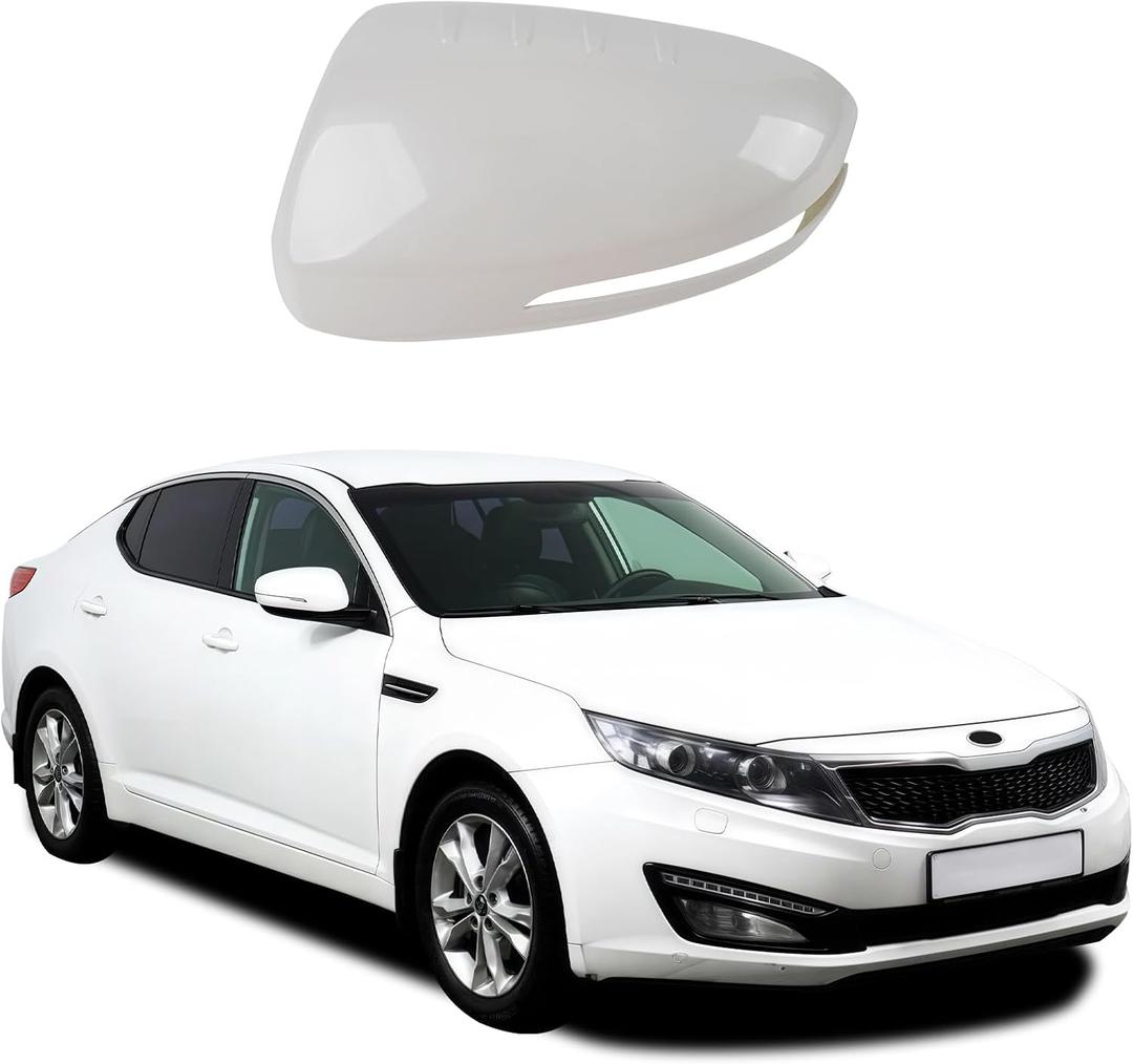 Glossy White Side Mirror Cover Caps Replacement for 2011-2015 Kia Optima K5, Directly Replace Style, Not Sticker Style