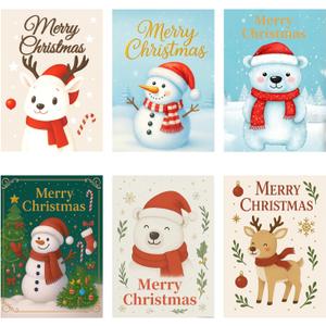 Christmas Cards Set 5x7  18 Holiday Greeting Cards with Envelopes 6 Assorted Designs Boxed for Easy Storage Printed Messages Inside